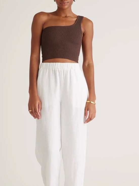 Quince Pants - Quince White Wide-Leg Elastic-Waist Linen Pants
